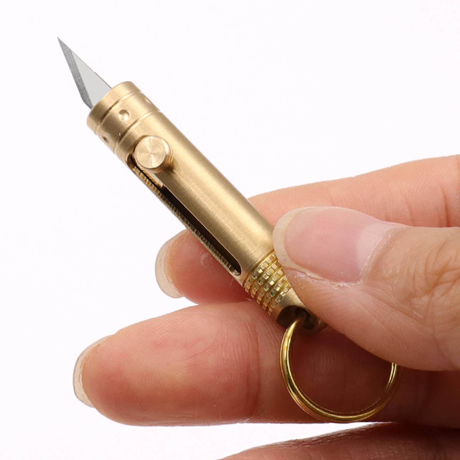Mini Brass Utility Knife Keychain 2