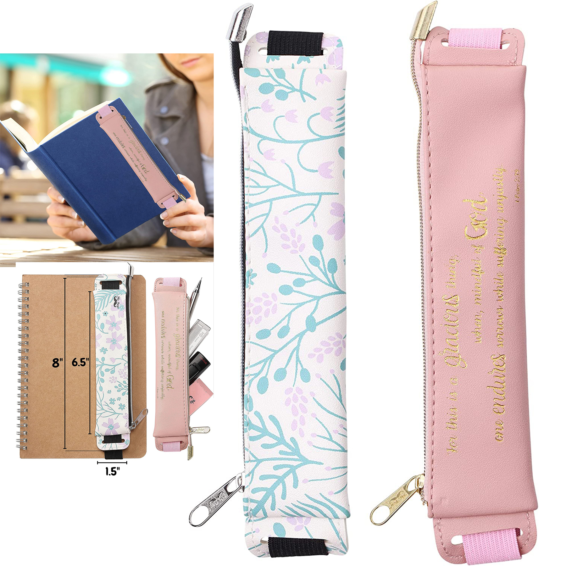 Leather Adjustable Elastic Band Pen Holder