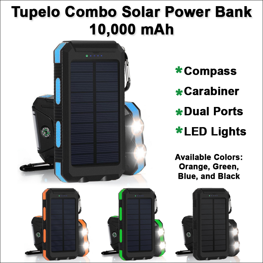 Tupelo Combo Solar Power Bank 10000 mAh