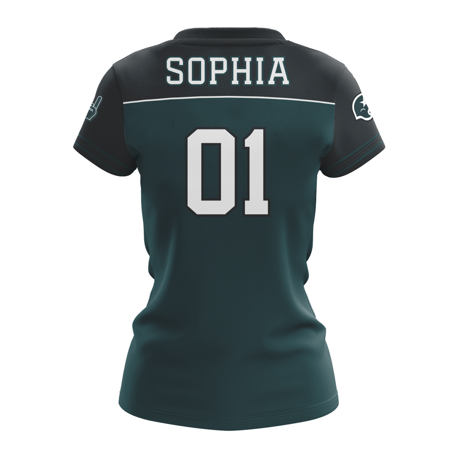 Women's Premium Sublimation Football Fanwear Jersey - Mesh Body, Spandex Sleeves & Shoulder 10