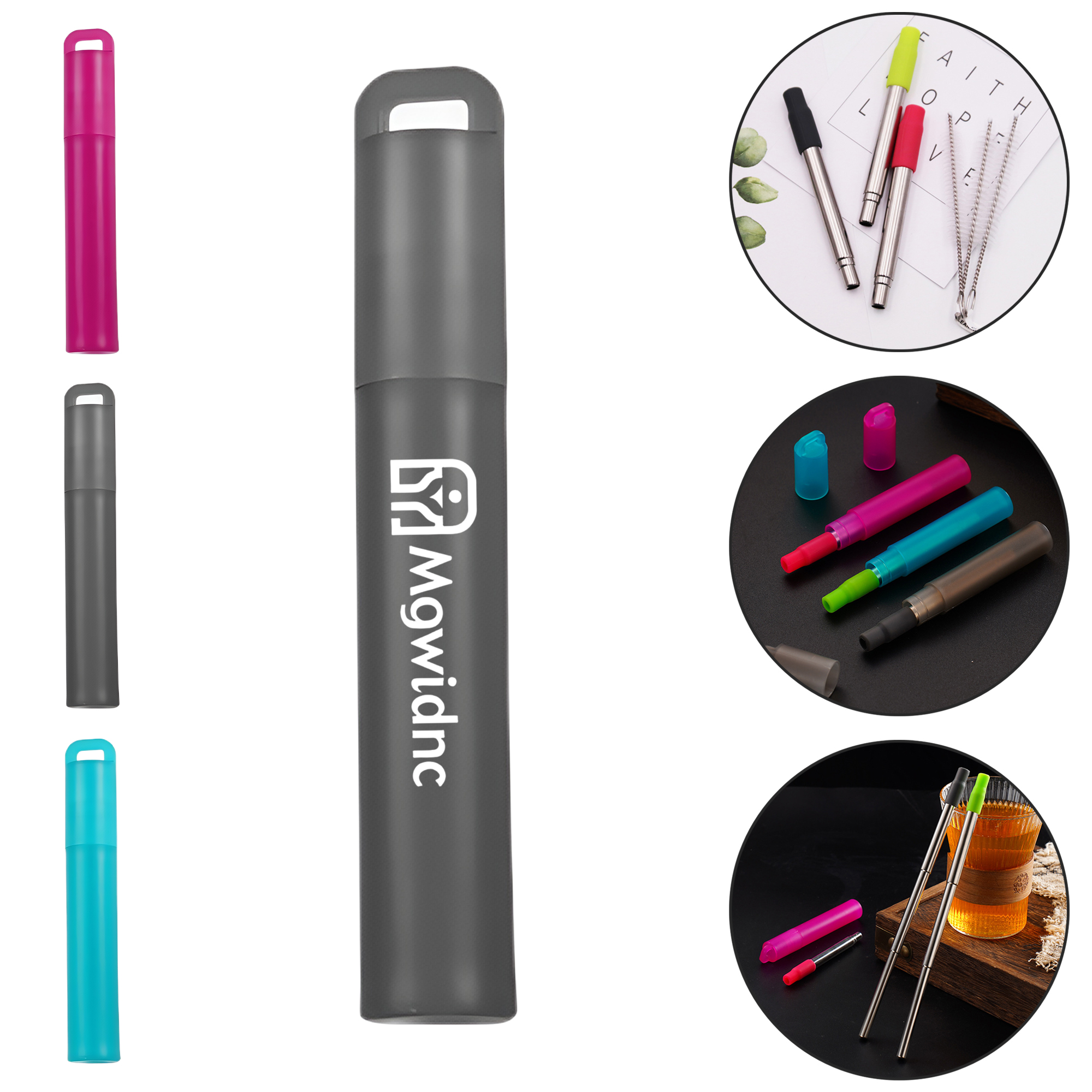 304 Stainless Steel Retractable Straw Set with Silicone Tips 1