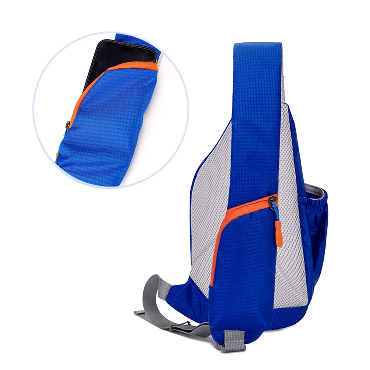 Nylon Sling Crossbody Chest Bag With Zippers & Side Pocket 4