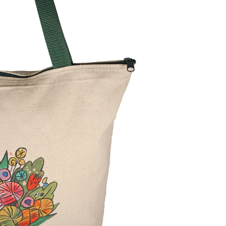 Bottom Gusset Cotton Tote, with Poly Handles & Zipper 3