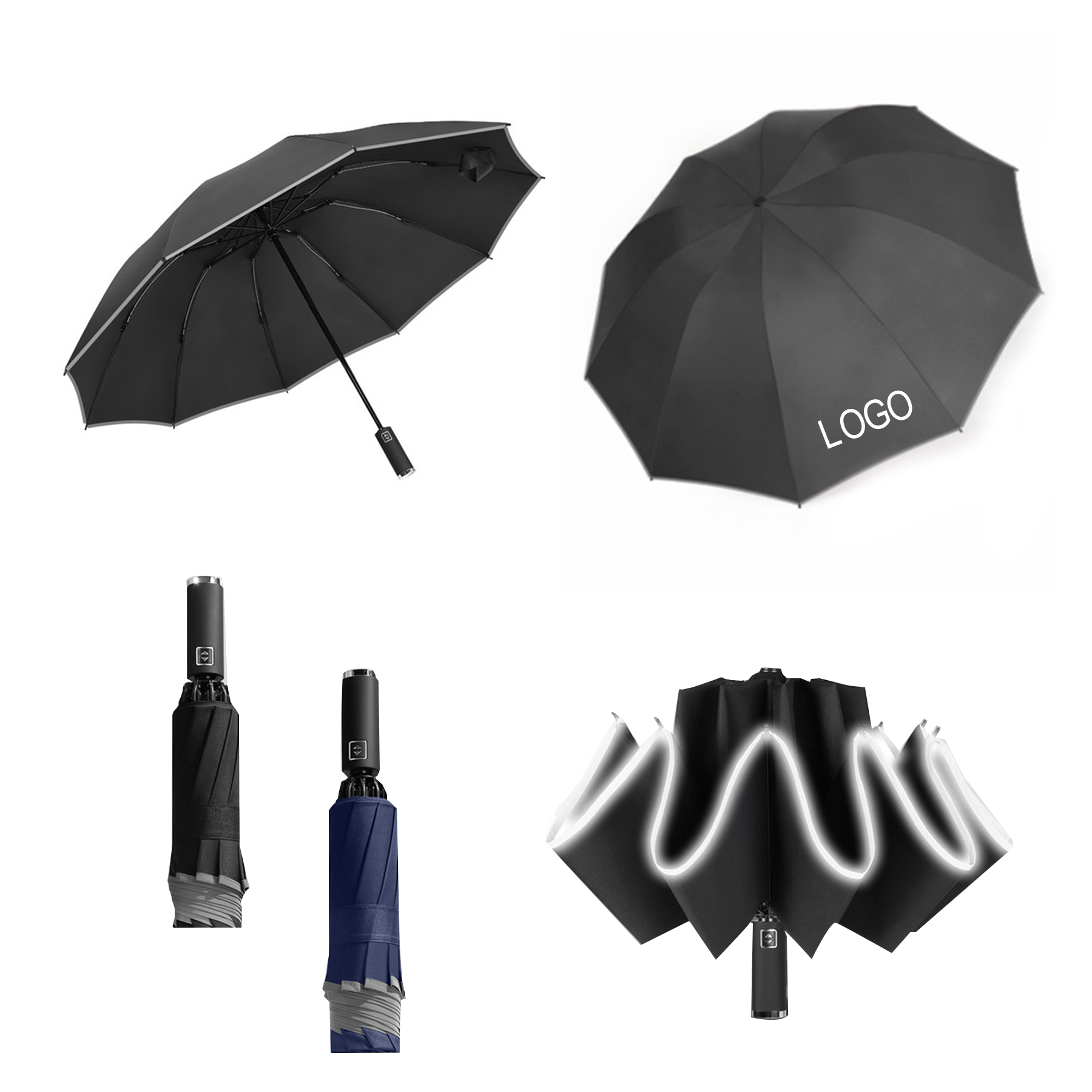 Automatic Night Safety Reverse Folding Umbrella 1