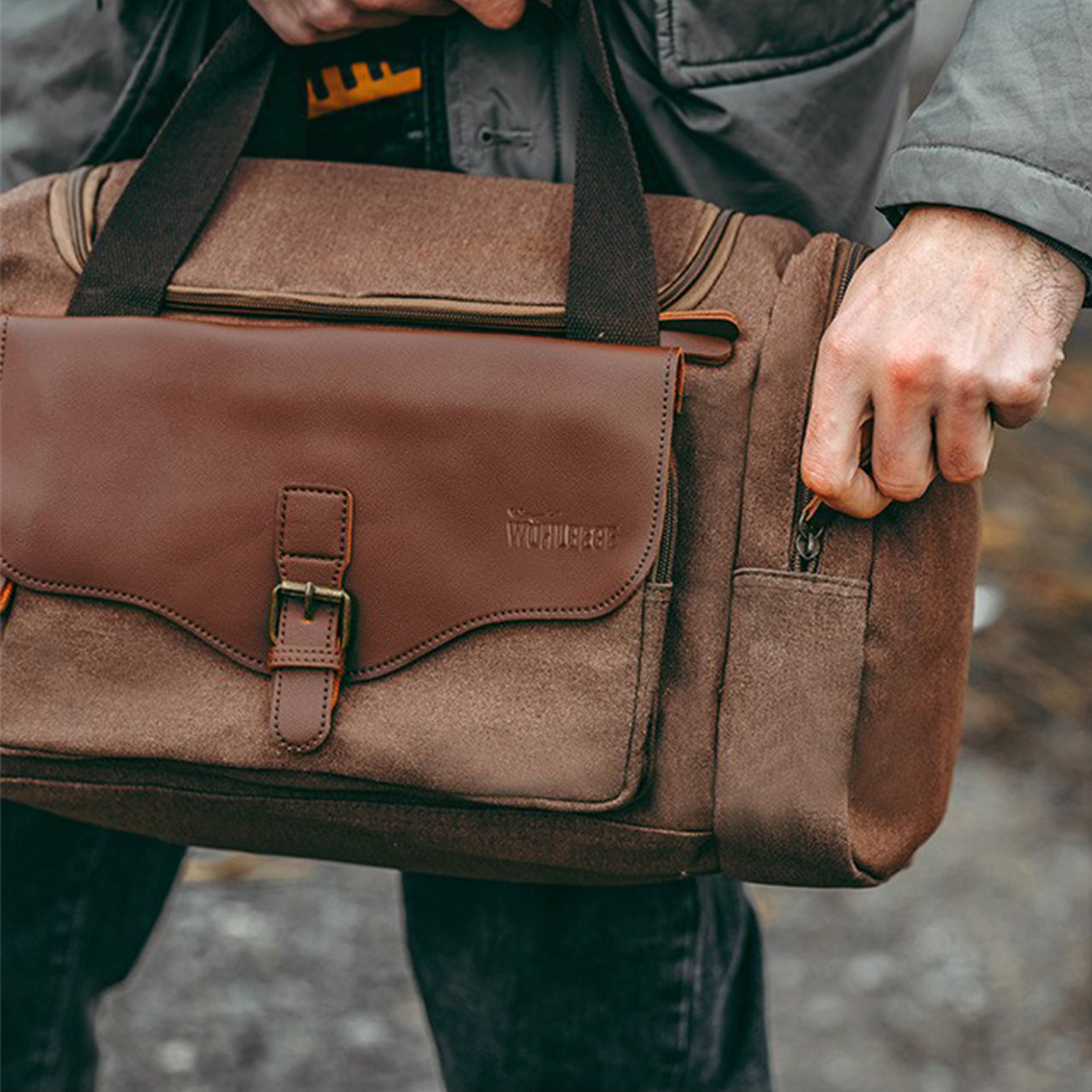 Deluxe canvas pu leather shoulder strap Travel Duffel Bag 7