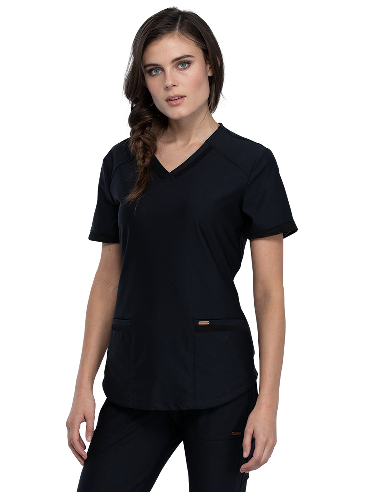 Cherokee - Form - Women's 2-Pocket Curved Hemline V-Neck Top 9