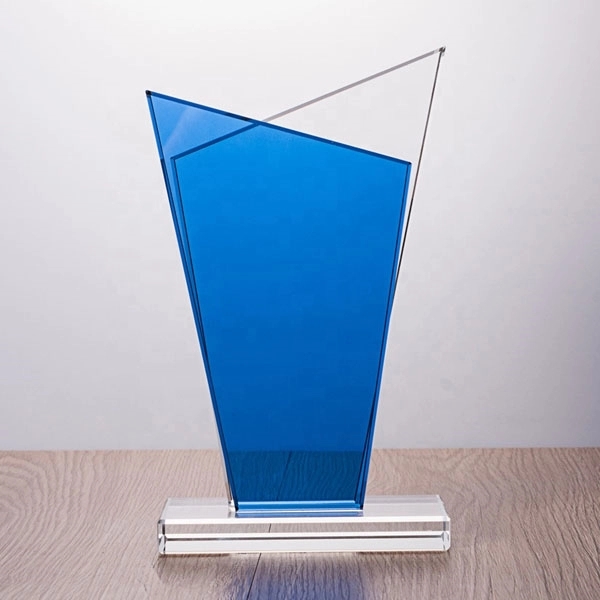 Blue Clear Crystal Trophy Business Gift 5