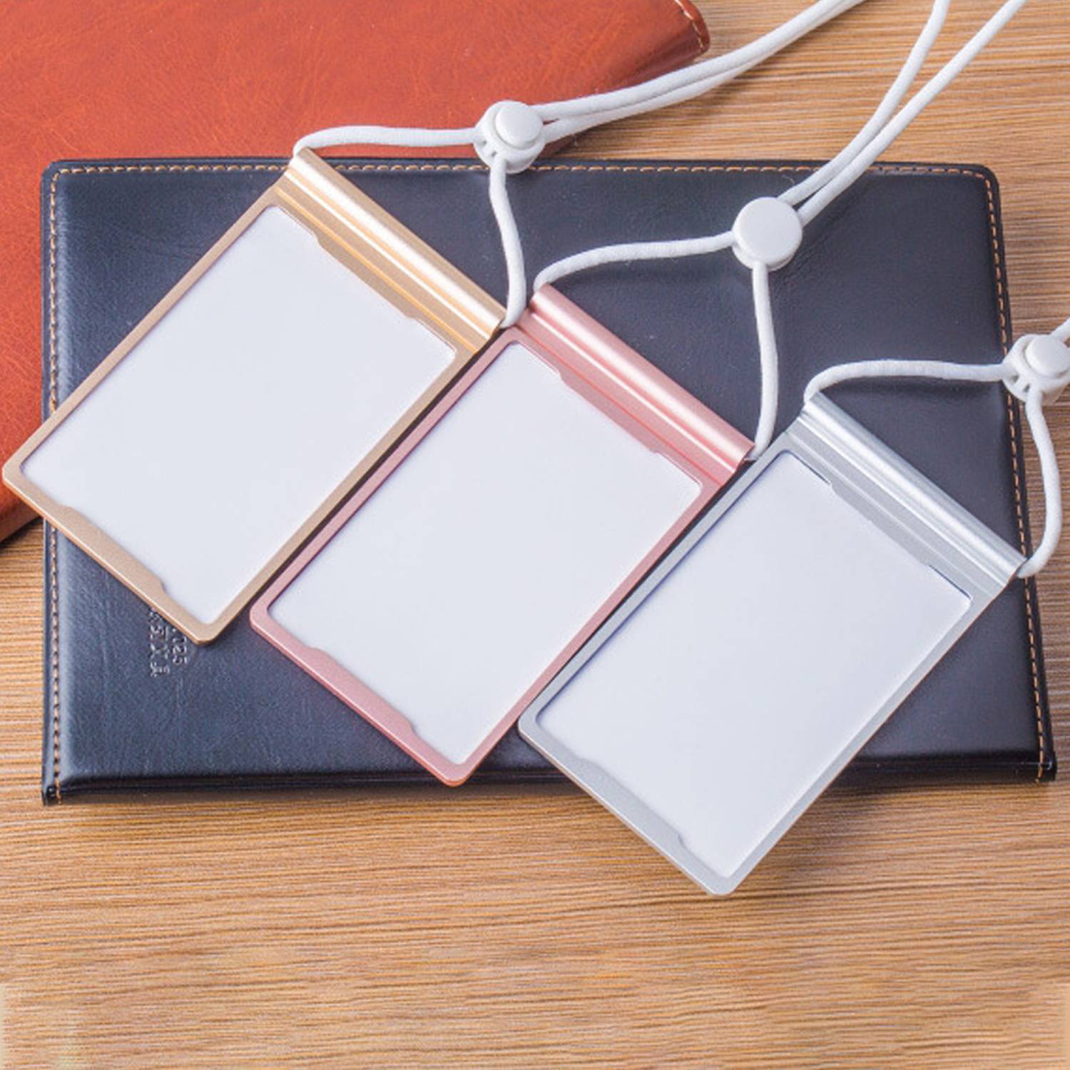 Aluminum Vertical ID Card Badge Holder w/ Lanyard 4