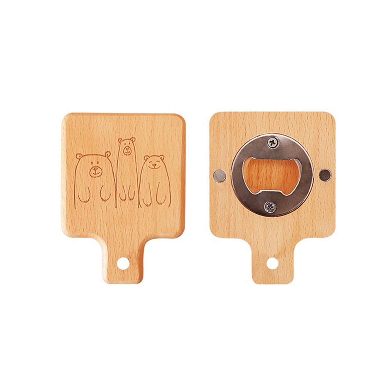 Wooden Handle Bottle Opener With Magnet 1