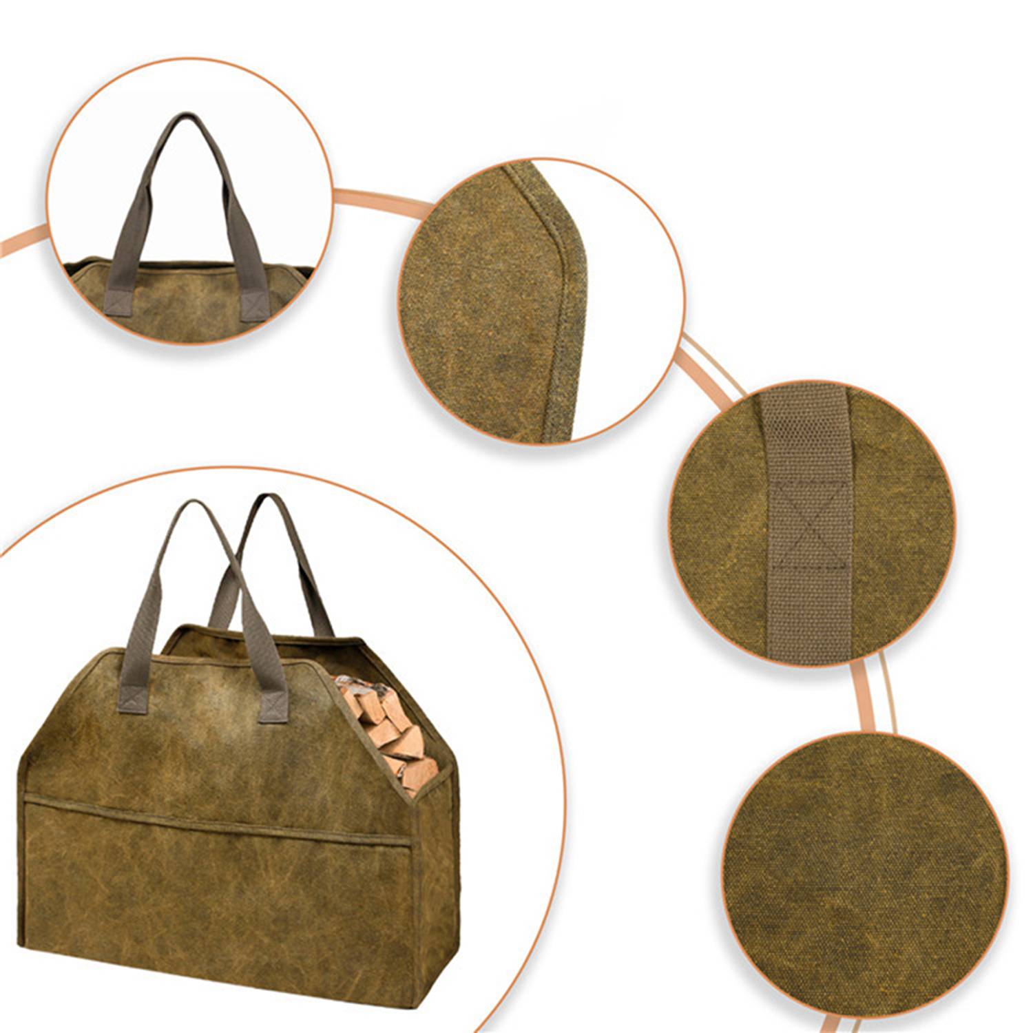 Canvas Firewood Log Carrier Storage Bag with Handles 1