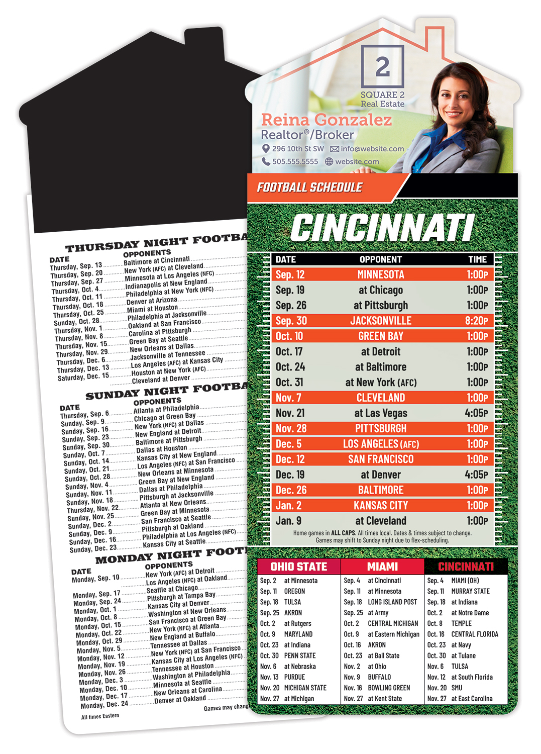 Magna-Card House Shape Magnet Football Schedules (3.5x9)