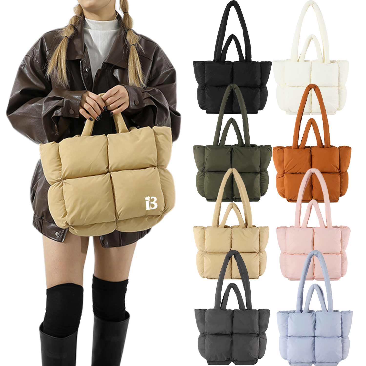 Nylon Puffy Large Capacity Shoulder Tote Bag 9