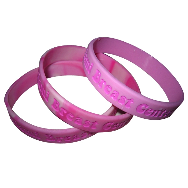 1/2 Inch Breast Cancer Swirl Deboss-fill Wristband 1
