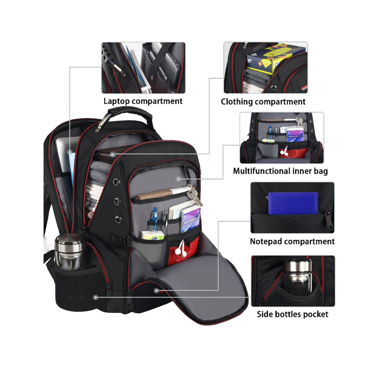 Business Computer Nylon Backpack With Earphone Port 4