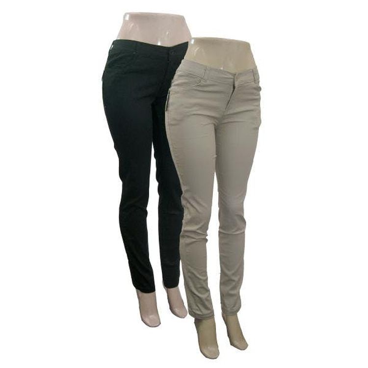 Women's Slim Leg Pants - Khaki/Black Size 1/2-17/18 1