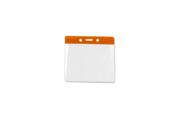 Vinyl Horizontal Top Load Badge Holder (4.76"x 4.49")(Orange) 1