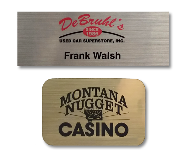 The Zeus full color metallic plastic namebadge up to 6 sq" 7