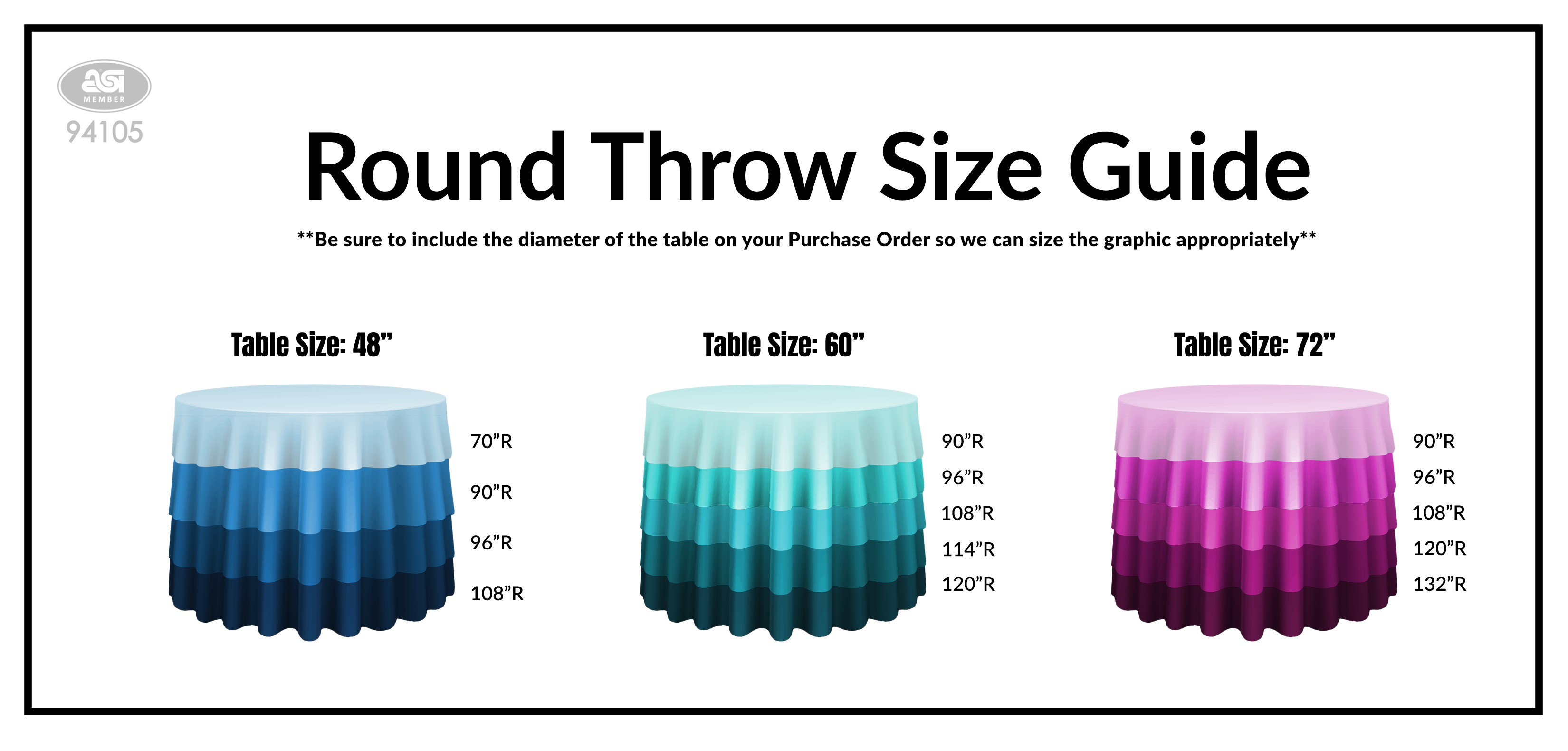 Non-Printed 108" Round Table Throw 7