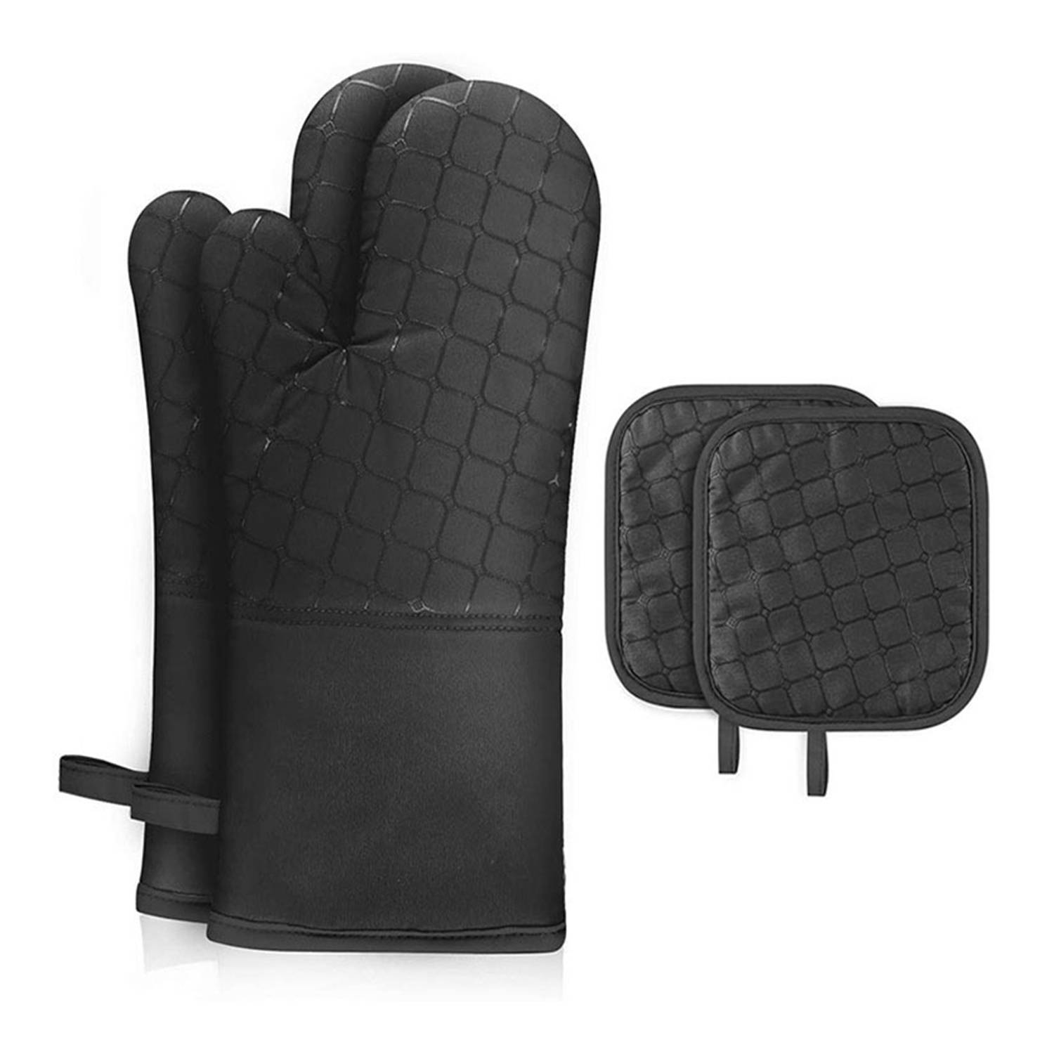 Heat Resistant Non Slip Silicone Oven Mitts Set 6