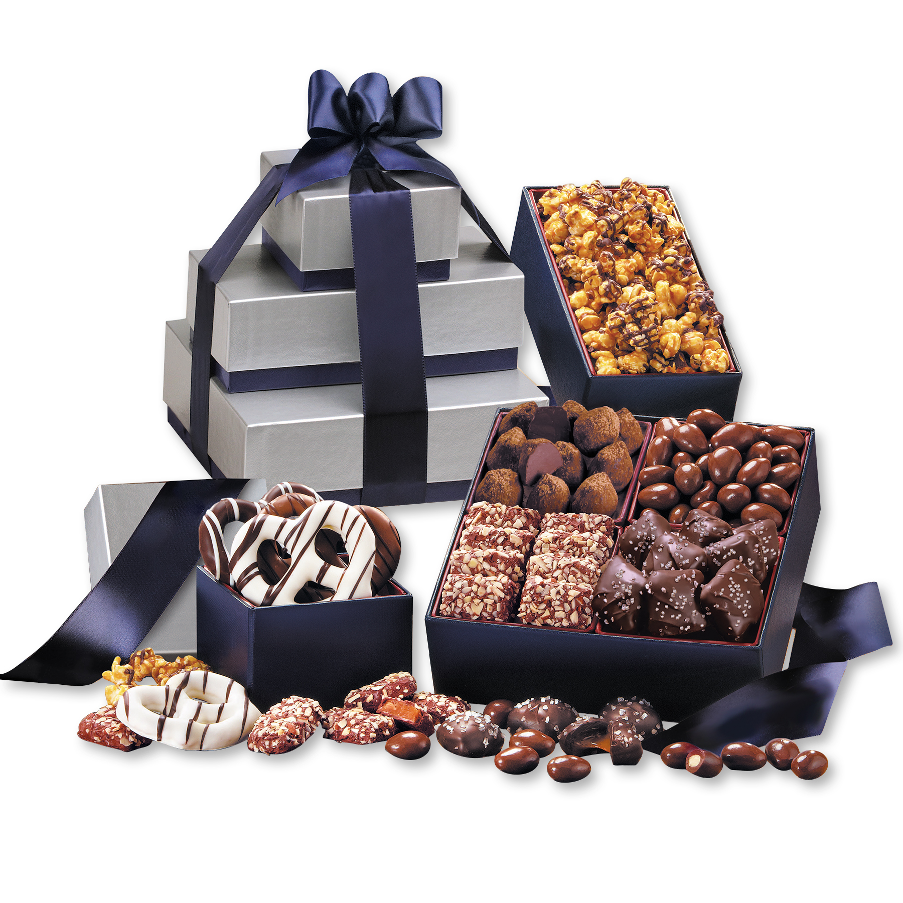Silver & Navy Tower of Sweets 2