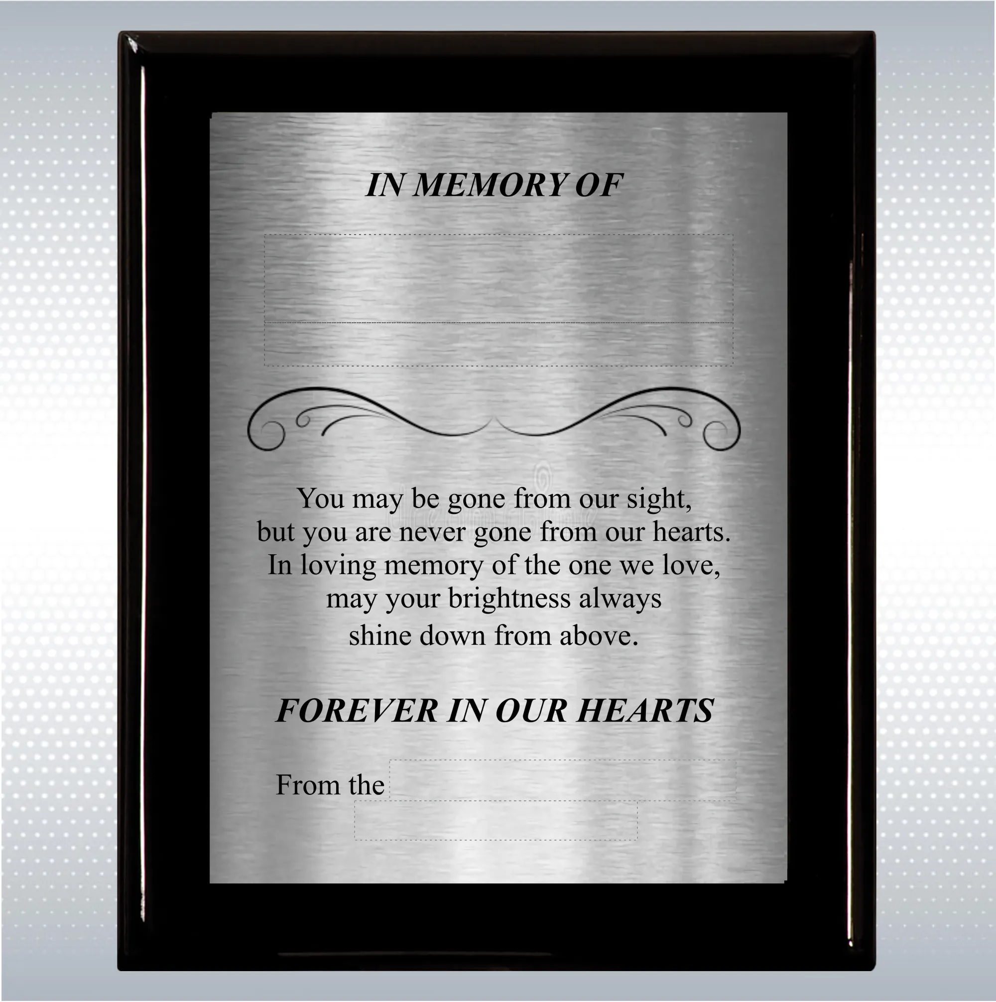 Black Piano Finish Wood Plaque Memorial Gift Award 7