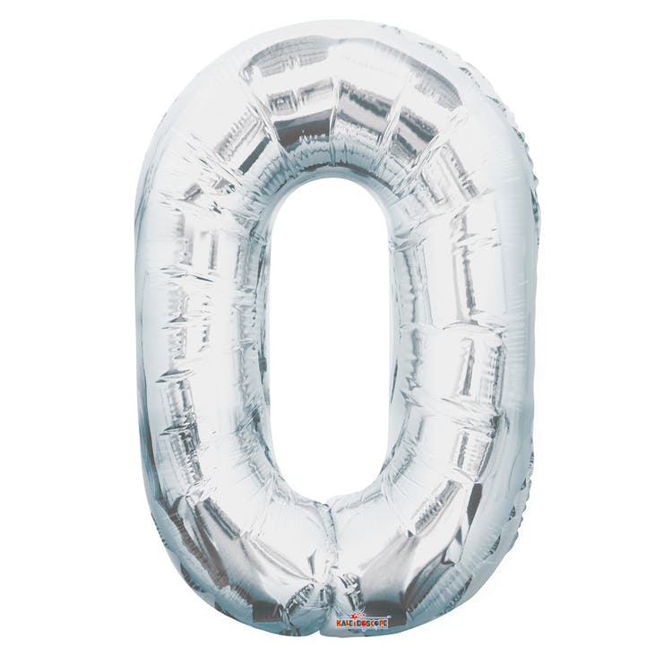 Mylar Number 0 Balloons - Silver 34" 2
