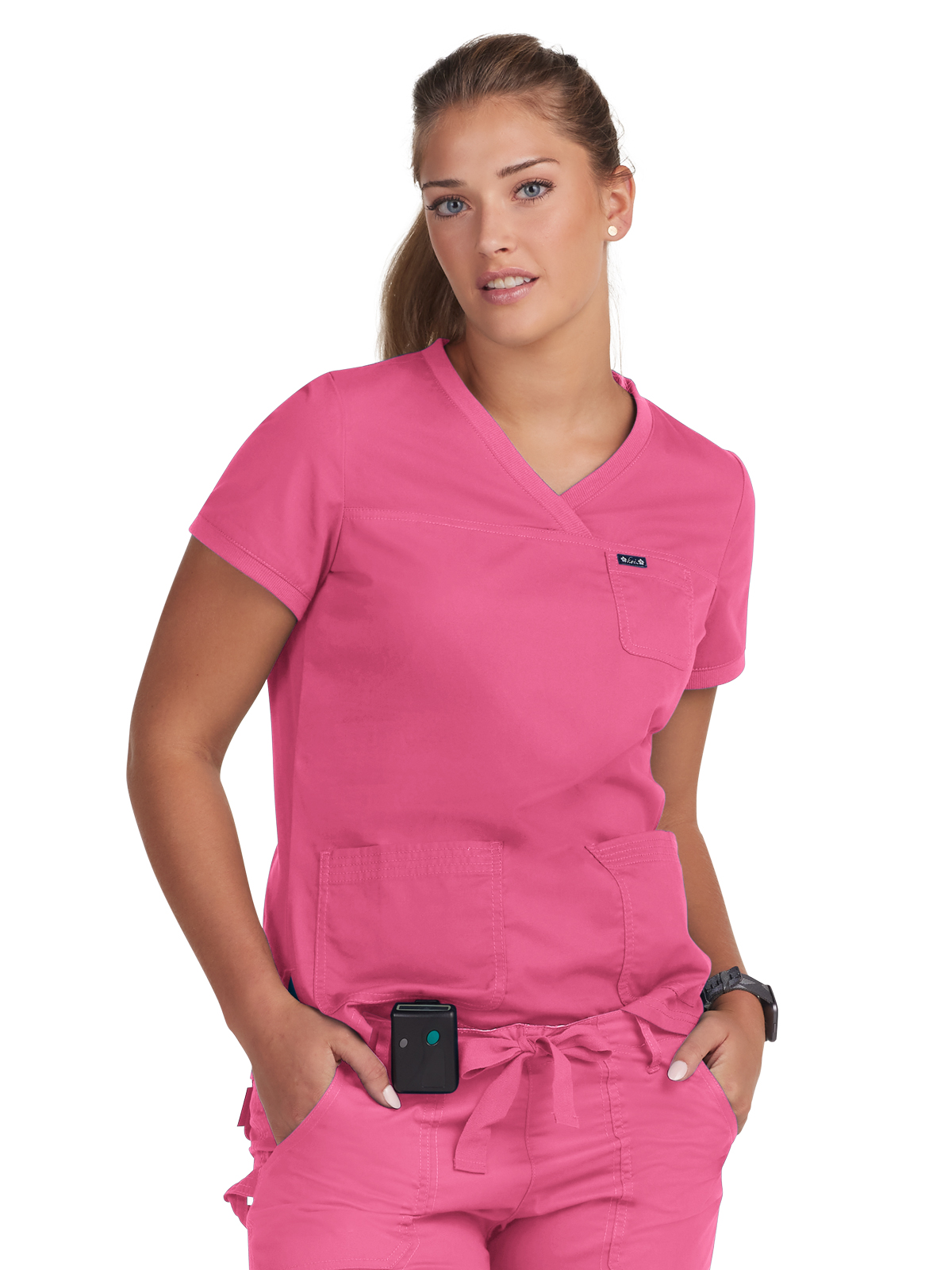 koi - Classics - Women's Three-Pocket Soft Rib Trim V-Neck Nicole Top 11