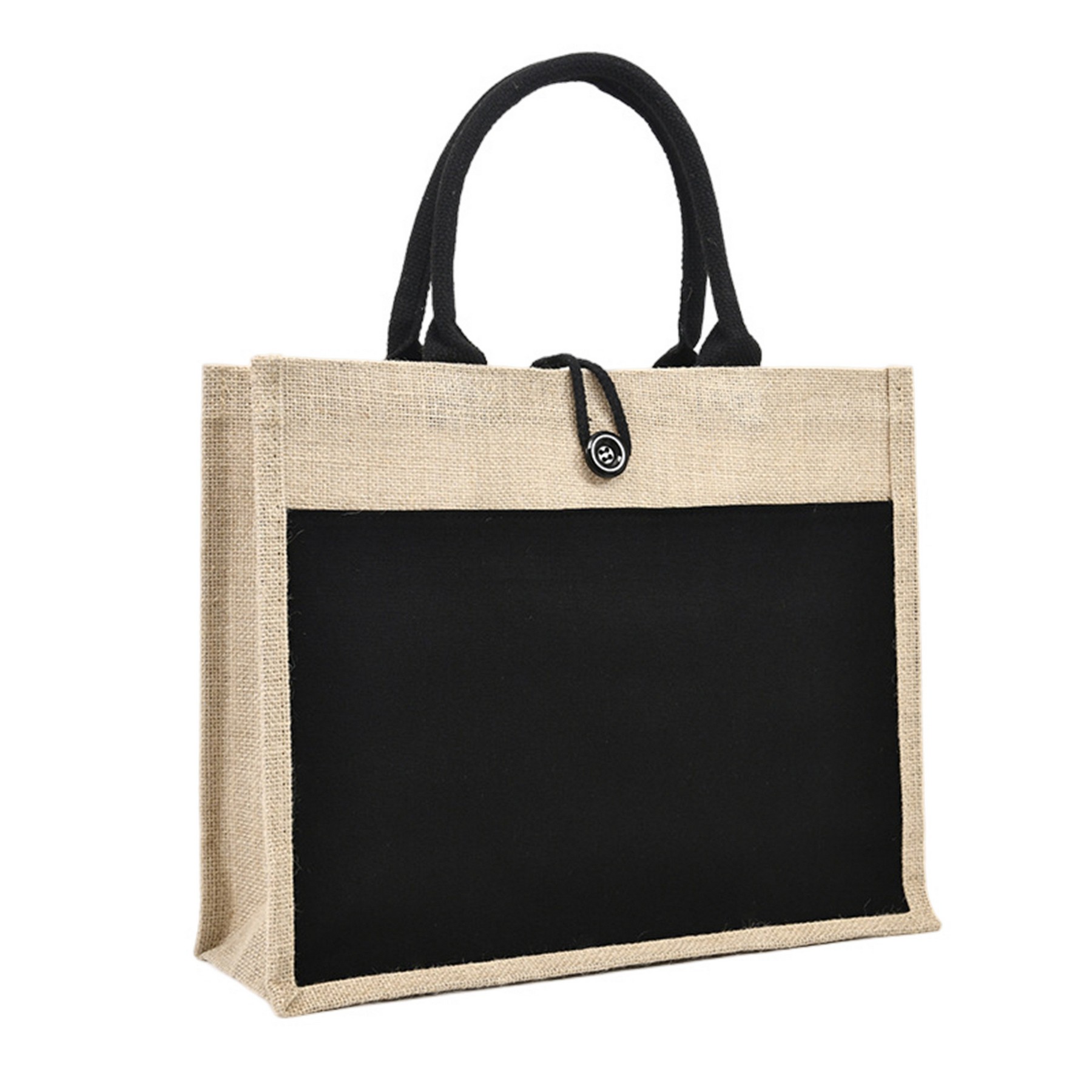 Beach Canvas Pocket Natural Jute Tote Bags, custom tote bag with logo imprint 2