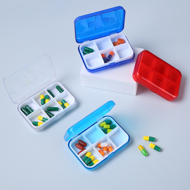 Portable Clear 6 Compartments Pill Box 6
