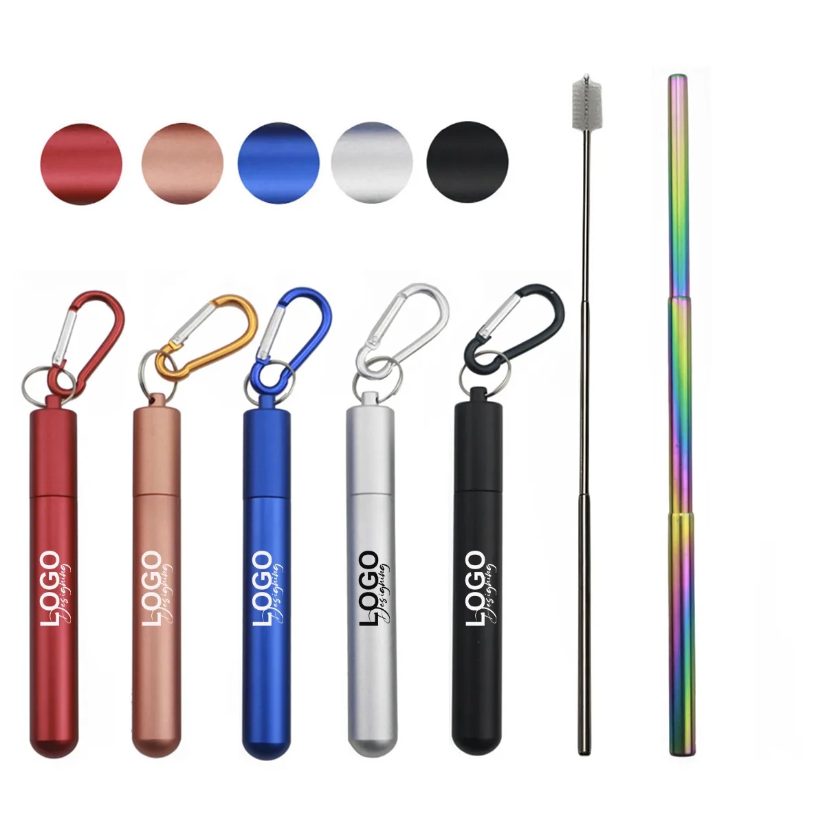 Foldable Stainless Steel Reusable Straws 2