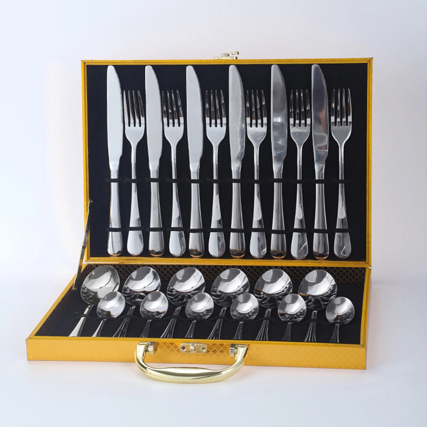 24 Pcs Stainless Steel Cutlery Set with Wooden Case 5