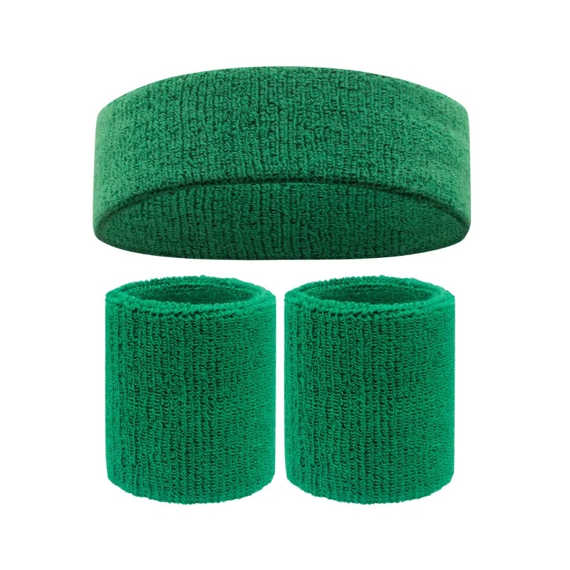 Sweatband Sports Headband Wristband Set 16
