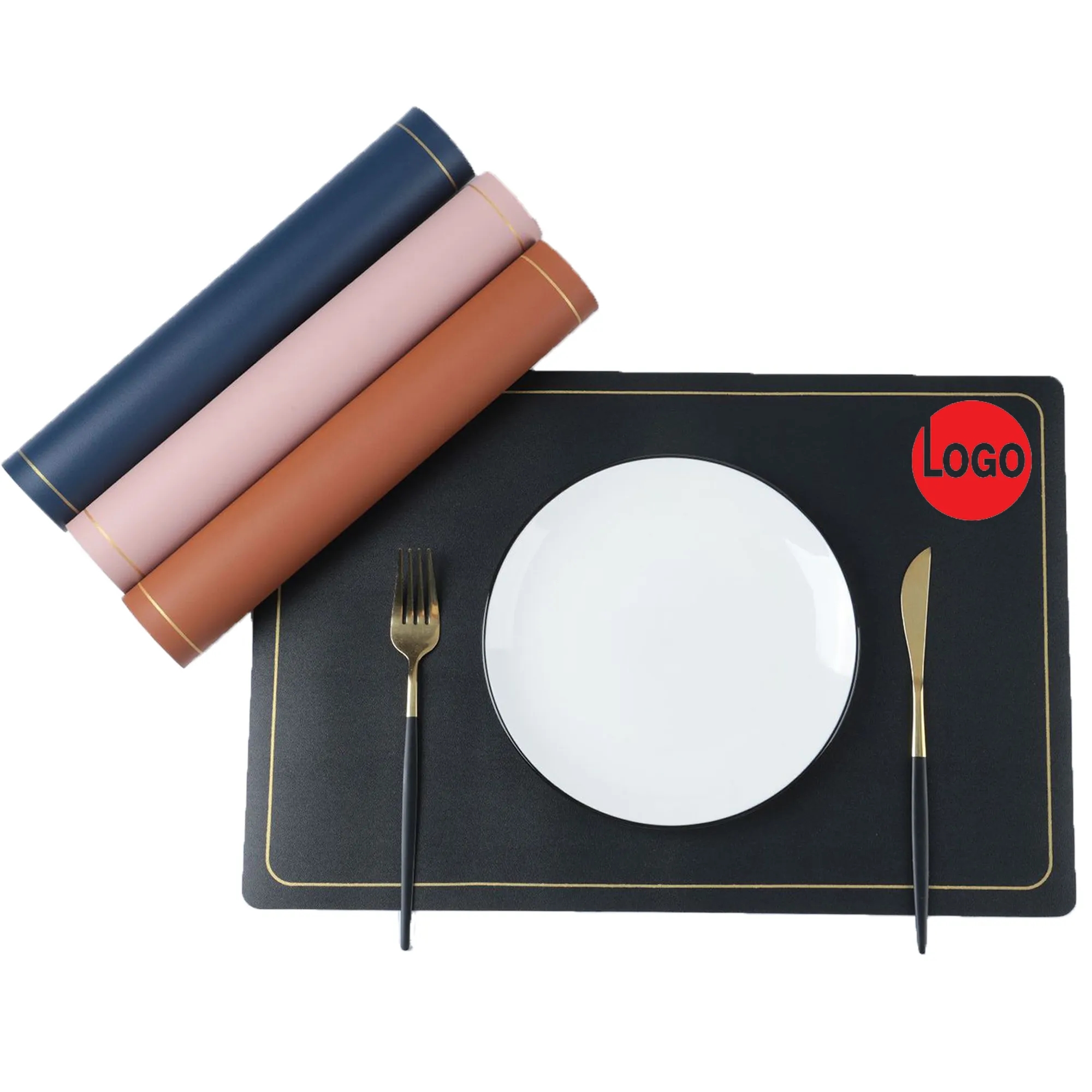 Square Leather Dining Mat 17