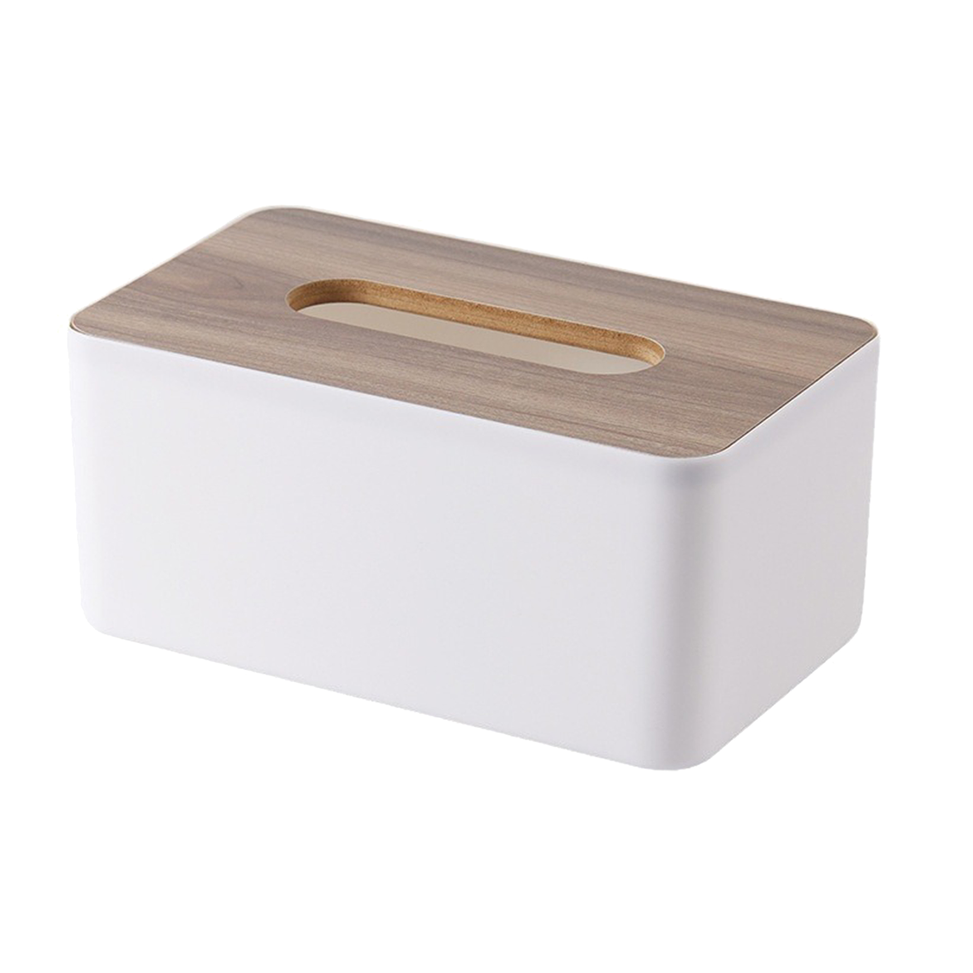 Plastic Tissue Box With Wood Lid 3