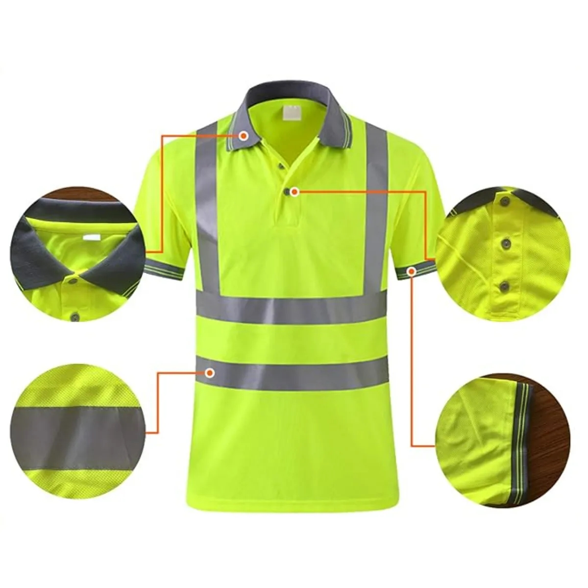 High Visibility Reflective Safety Polo Shirt Quick Dry 3