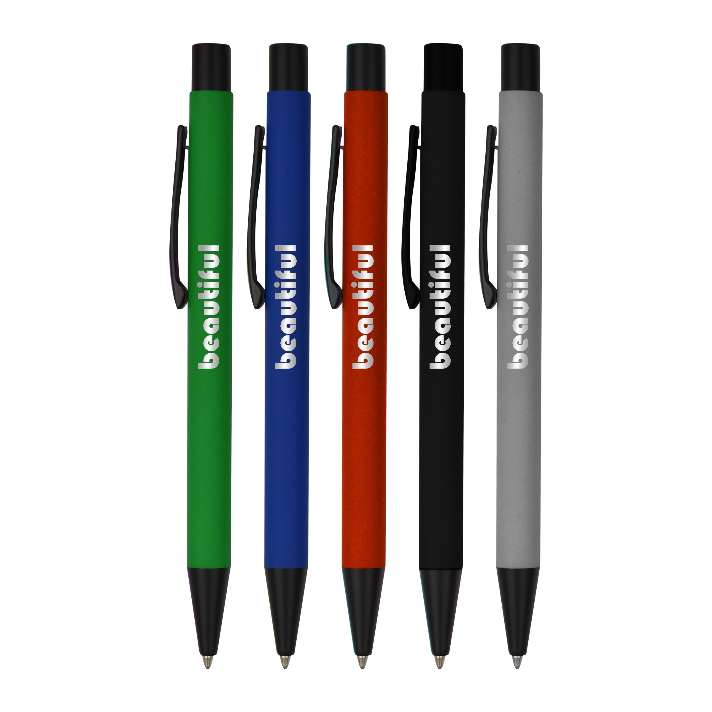 Soft Rubber Click Metal Ballpoint Pen with Chrome Engraving 2