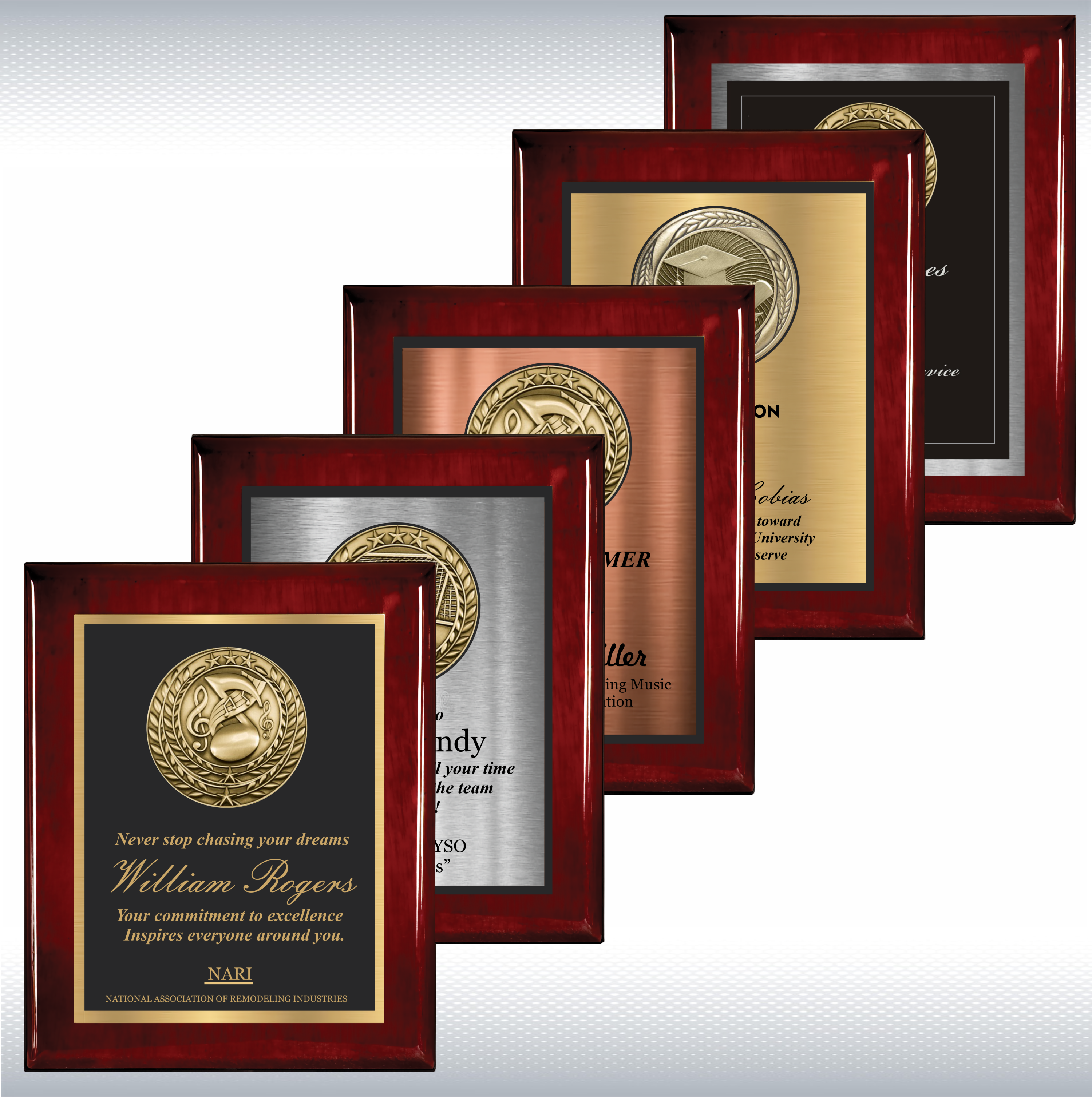Rosewood Piano Finish Plaque w/Double Plate and Medallion 9