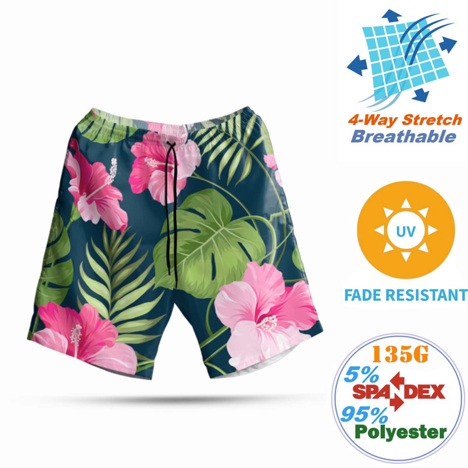 Women's 135 GSM breathable wrinkle free  Mid-Length Hawaiian Shorts 2