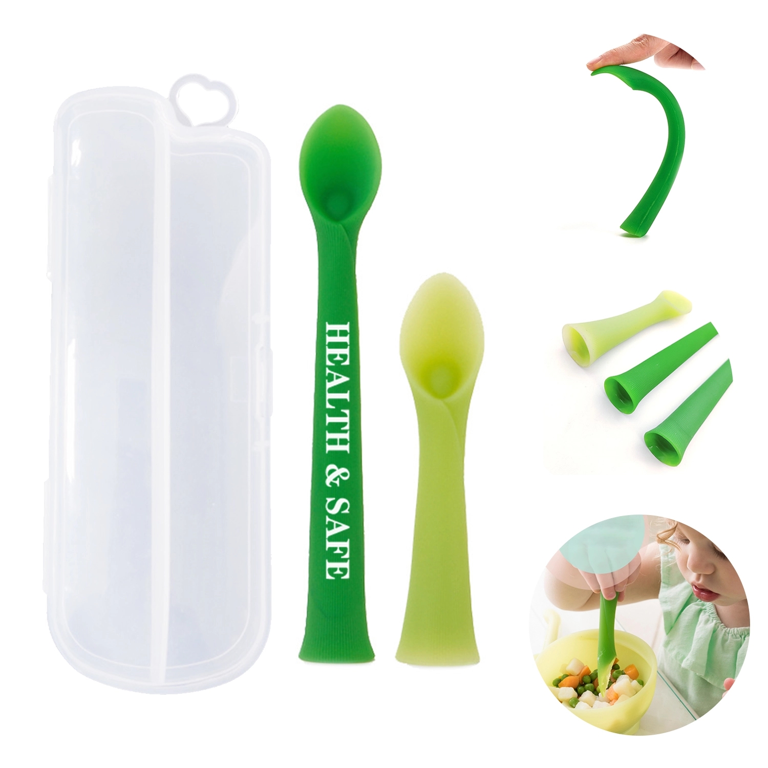 2Pcs Baby Silicone Training Spoon Set 2