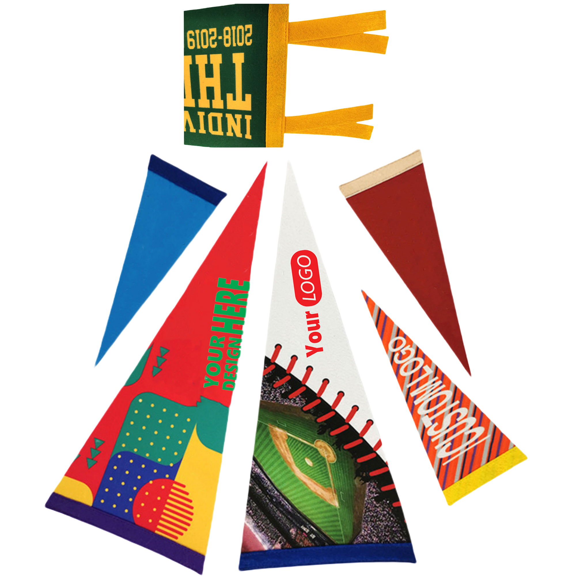 Durable Triangle Felt Pennat Flags Custom Full Color MOQ20 2