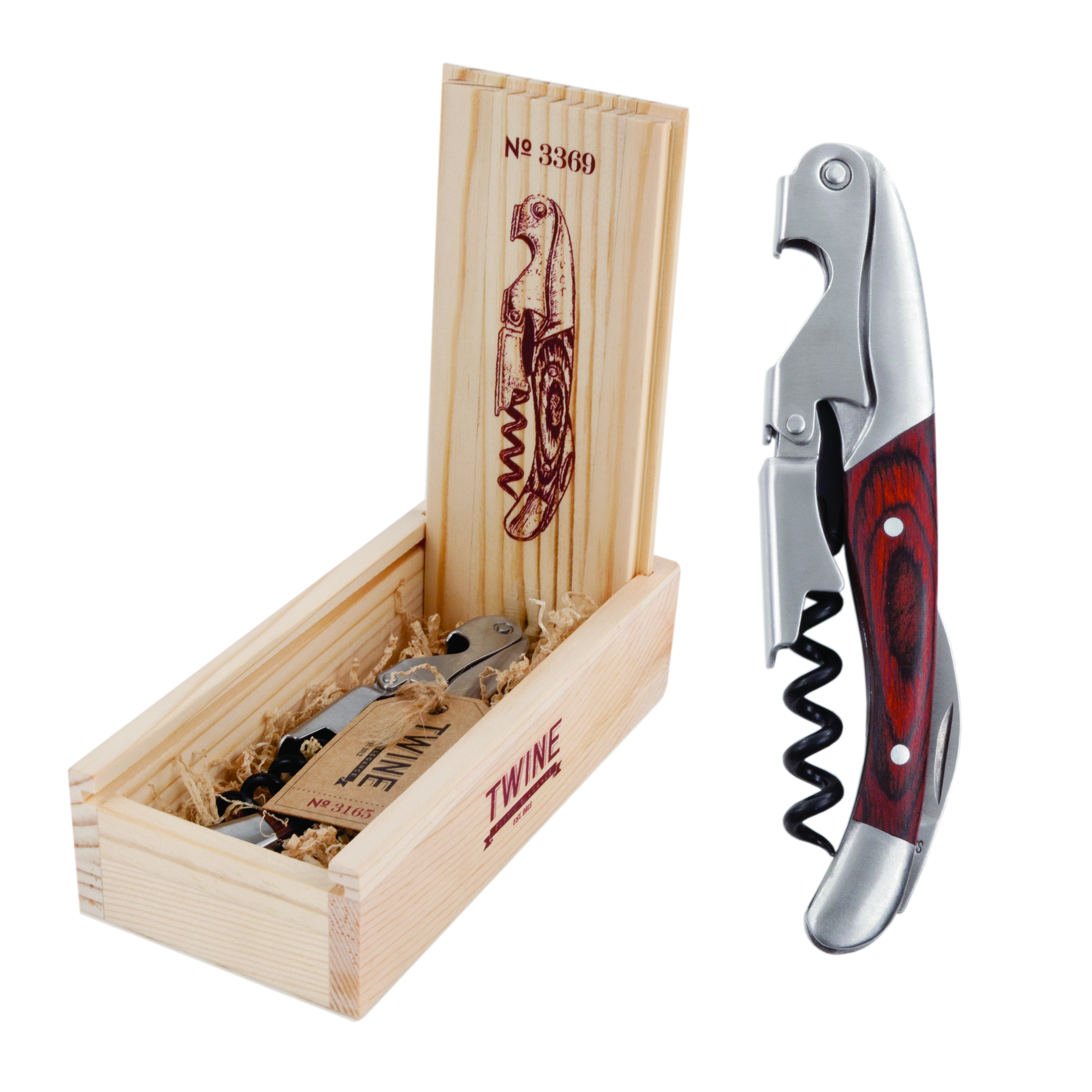 Twine Living® Wooden Double Hinged Corkscrew with Gift Box 5