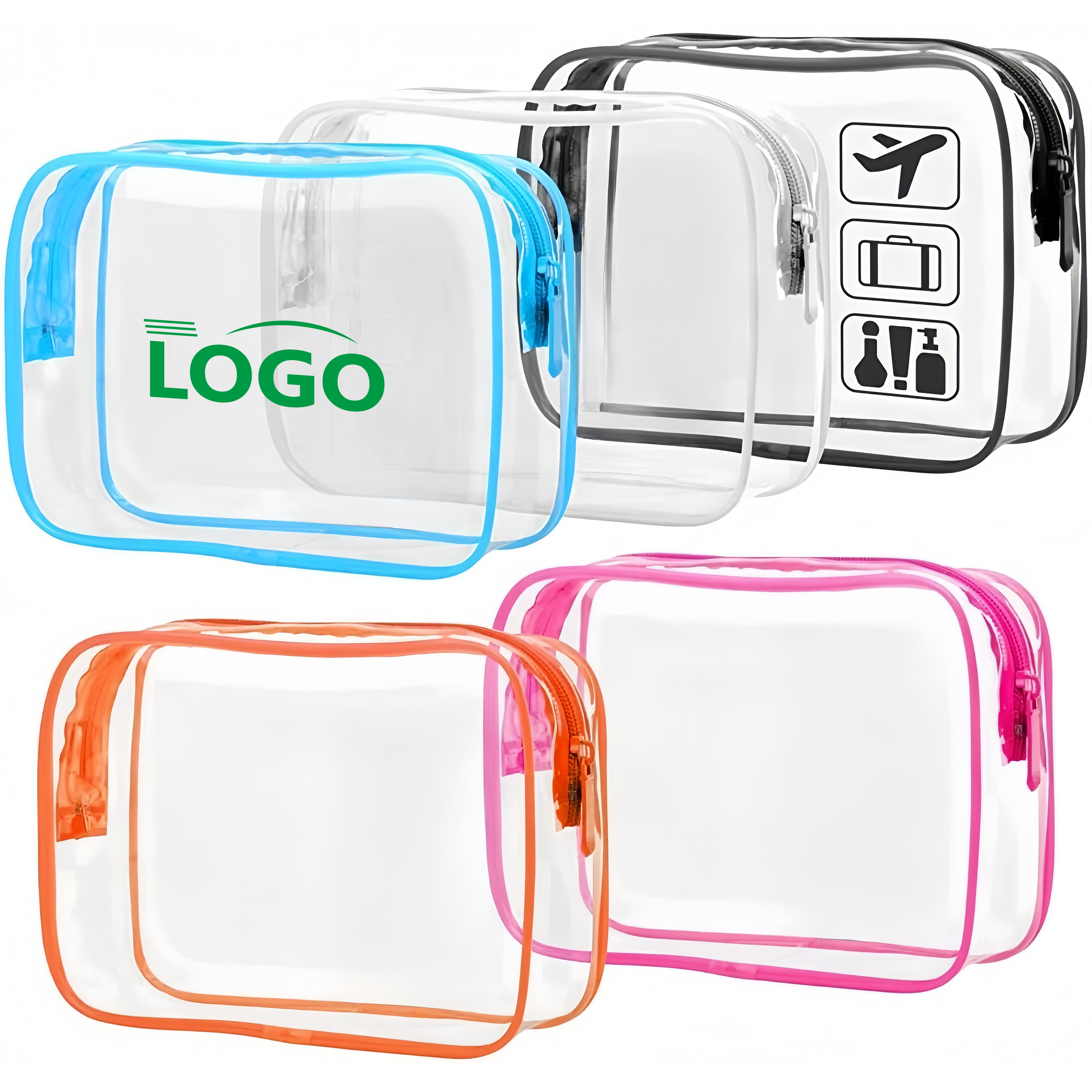 Transparent PVC Travel Cosmetic Bag with Colorful Zippers 2