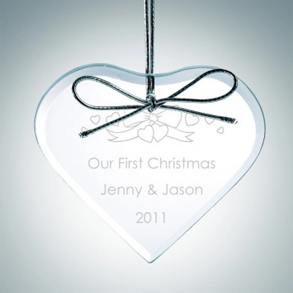 Clear Glass Premium Heart Christmas Tree Ornaments 3