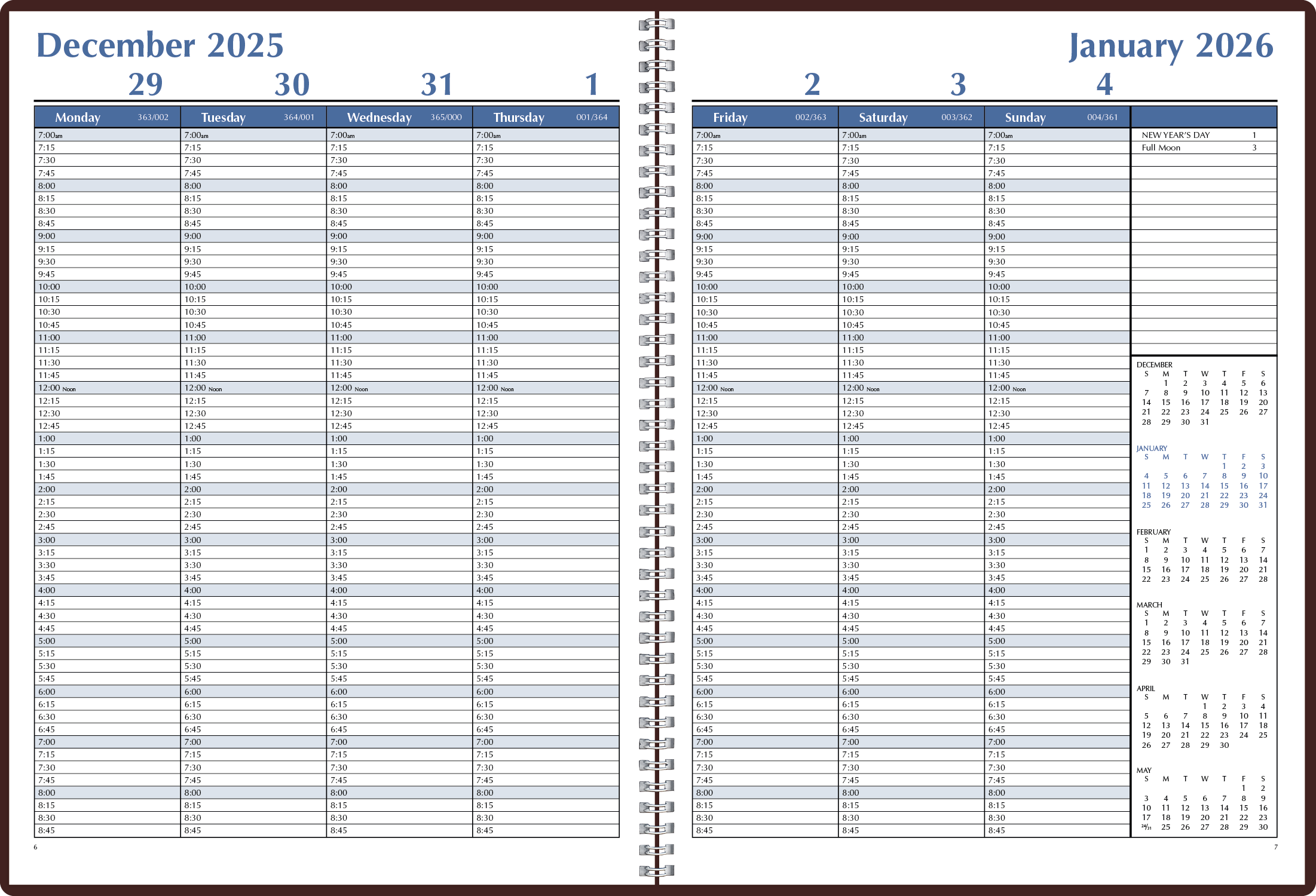 Triumph® Calendars Weekly Time Manager 7
