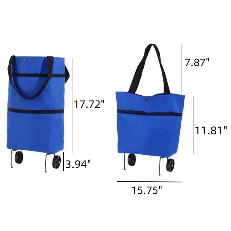 Foldable Oxford Cloth Shopping Bag with Wheels Grocery Cart 8