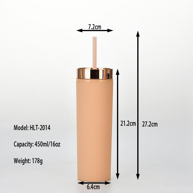 16oz Double Layer Plastic Straw Cup / Electroplated Cover 10