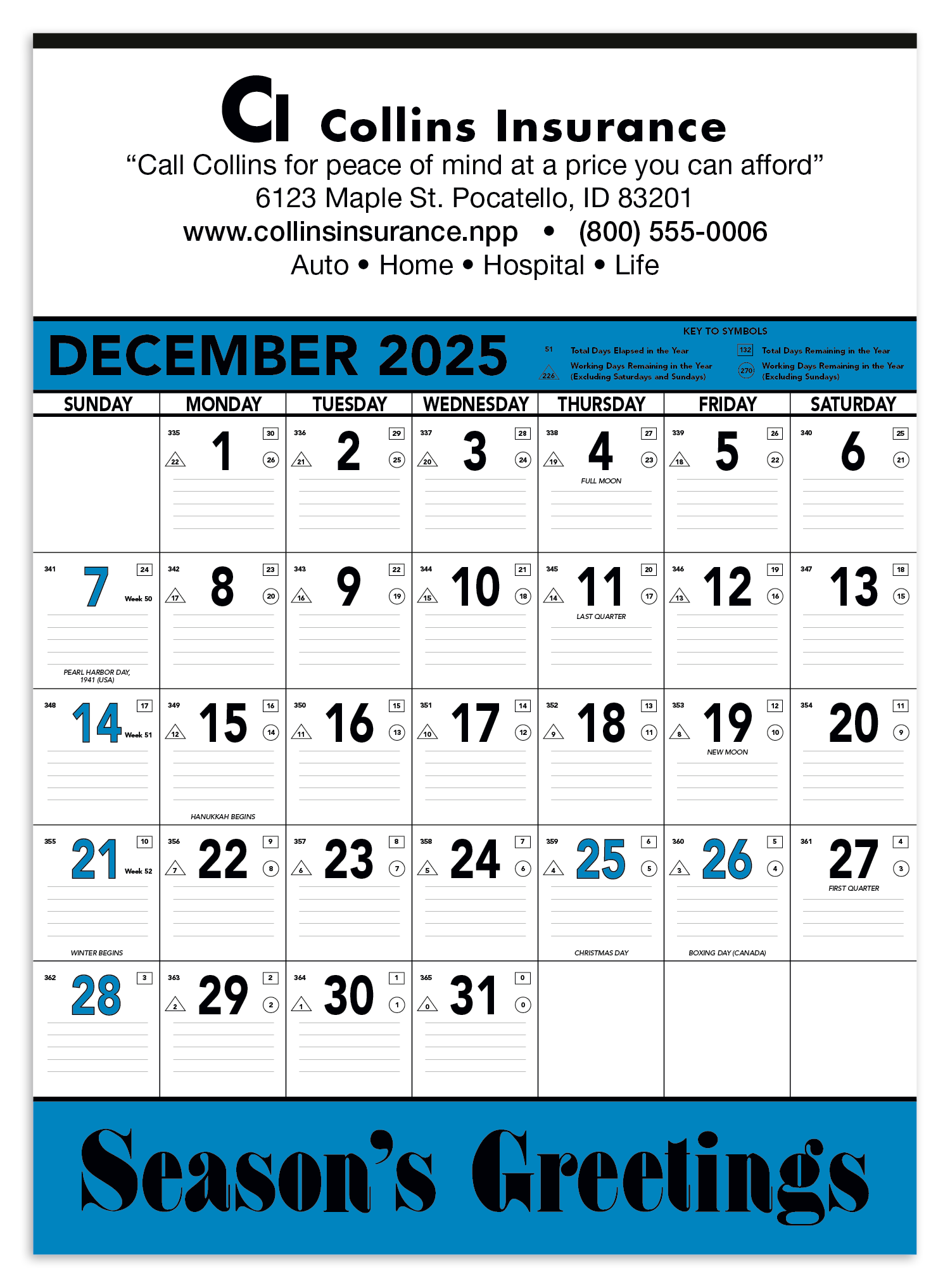 Triumph® Calendars Blue & Black Contractor Memo Calendar 6