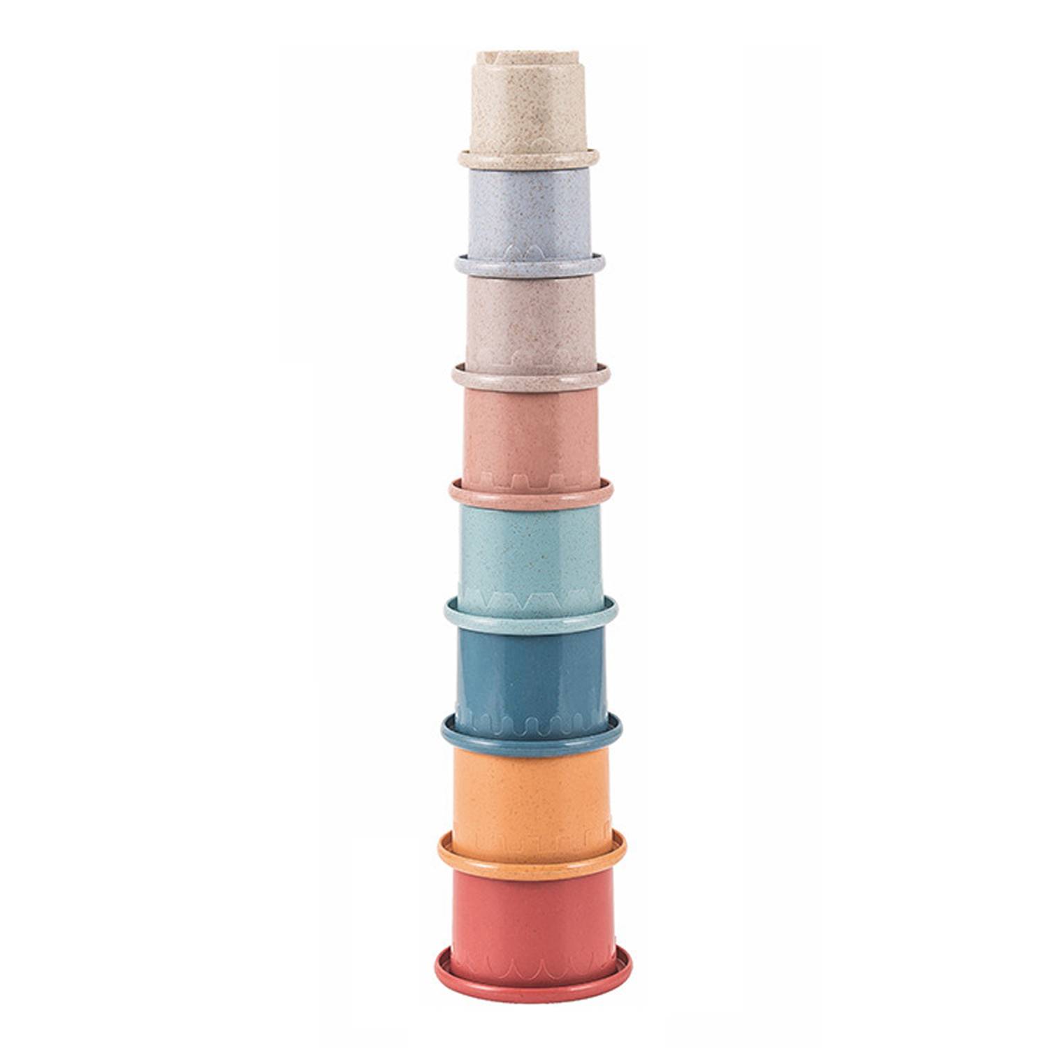 Kids Wheat Straw Stacking Cups Toy Set 3