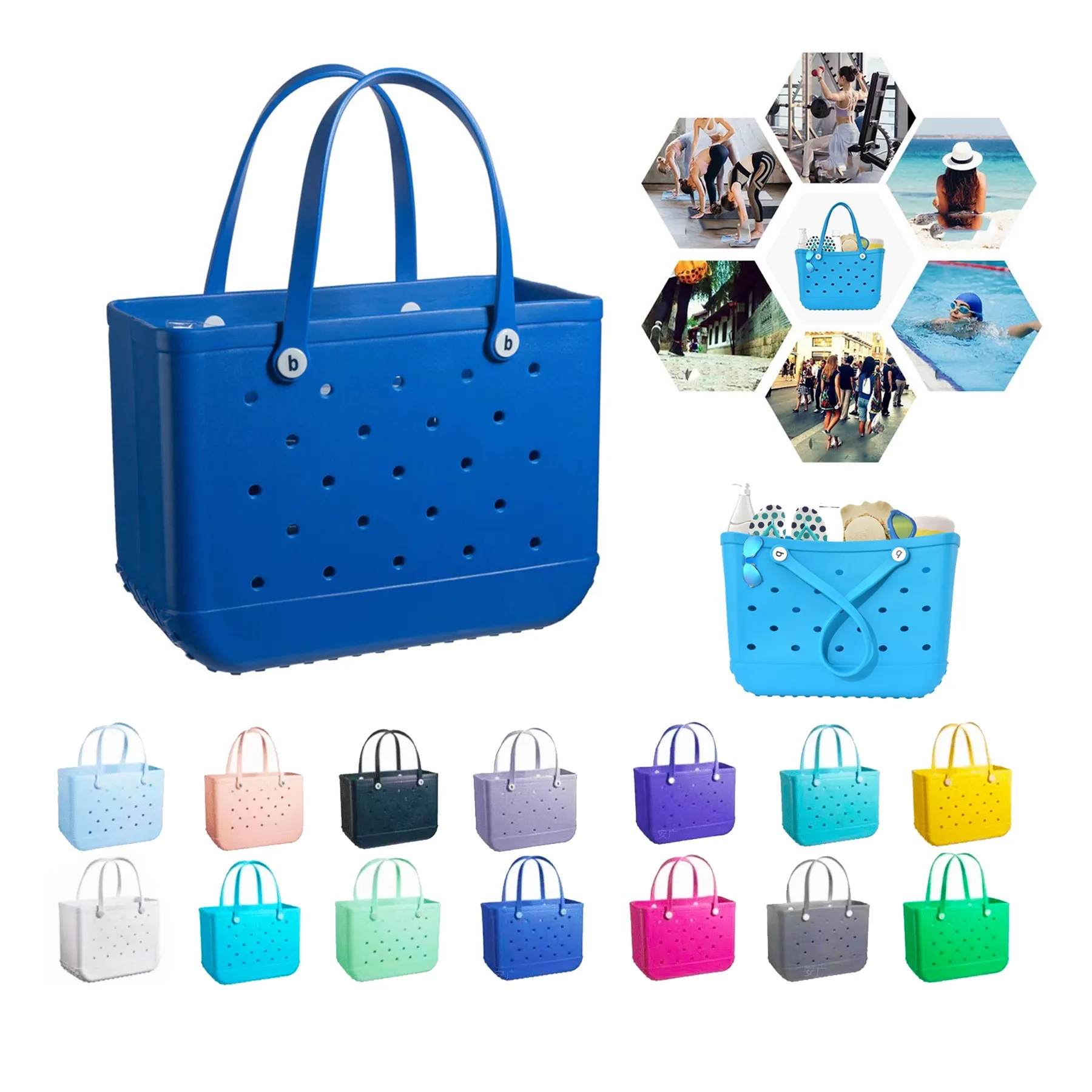 EVA Rubber Beach Bag, custom tote bag with logo imprint 4
