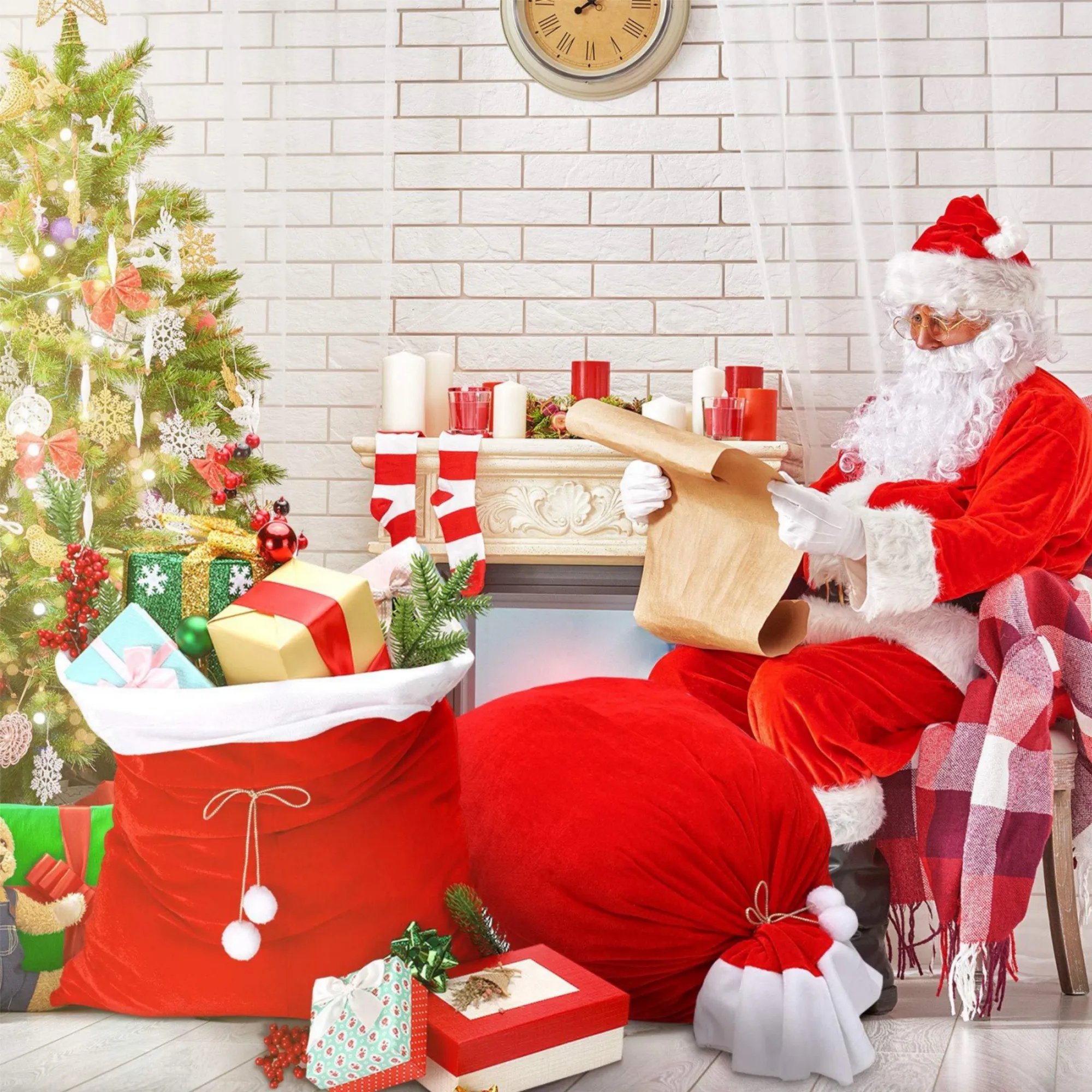 Large Santa Sack Jumbo Holiday Christmas Gift Drawstring Bag 2
